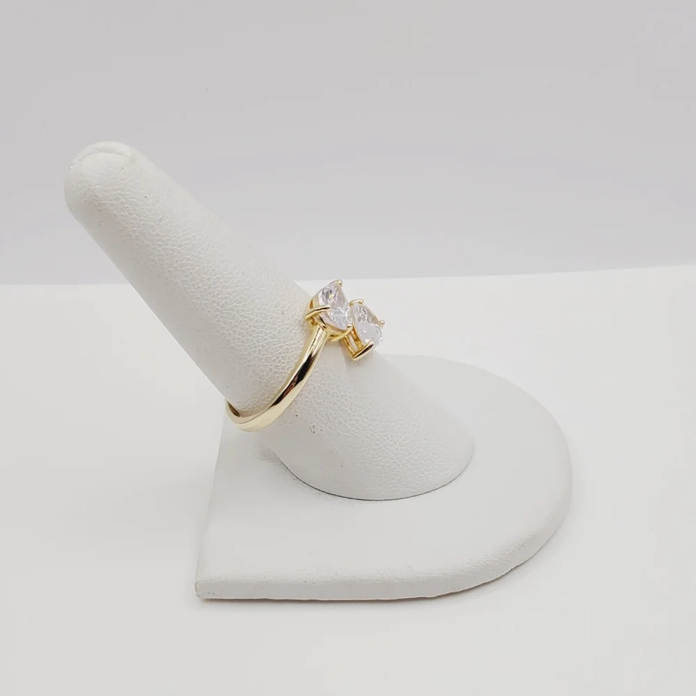 Pear Cut Bypass Ring | 925 Yellow Gold Plated Sterling Silver